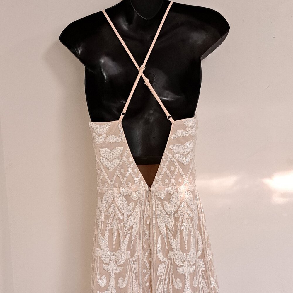 Lulus Cream Romper With White Sequins Size Small - image 8